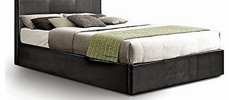 Otto-Garrison Ottoman Double Storage Bed Upholstered in Faux Leather, 4 ft 6, Black