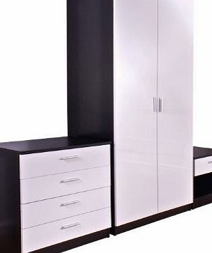 Trio White High Gloss & Black Frame 3 Piece Bedroom Furniture Set