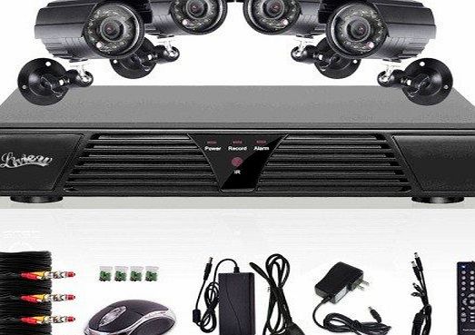 Liview 4CH CCTV Full D1 H.264 DVR Motion Detection Security 600TVL Waterproof Night Vision Cameras