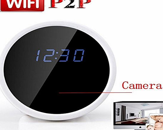 Oumeiou P2P WiFi H.264 1080p Spy Video Camera Mini Alarm Clock Real Time Viewing Recorder Home Office Portable Security DVR Support IOS Android Smartphones App Remote View