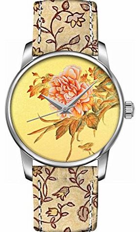 Unique Design of Painting of Bloosom Flower Floral Print Watch Geneva Round Face Analog Quartz Watches Exquisite Gift for Lady Women