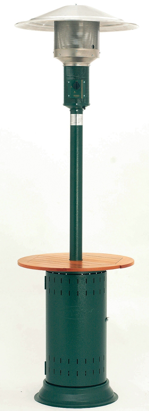 Patio Heater Green With Wood Table