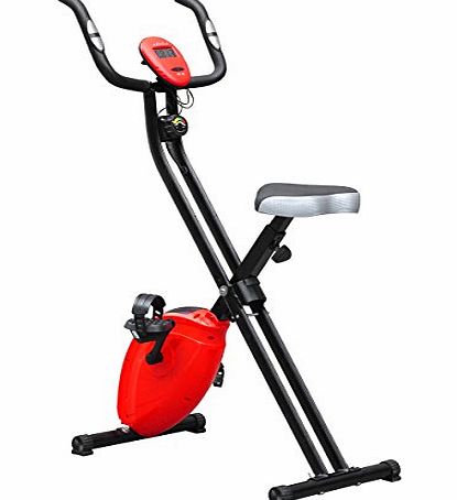outdoortips  Multi-colored Folding Magnetic Exercise Bike X-Shape Fitness Cardio Workout Bike Trainer (Black)