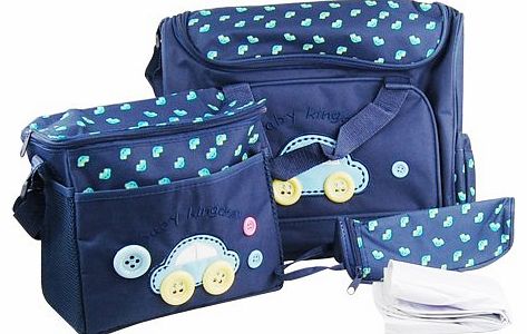 outdoortips WPG 4pcs Dark Blue Cute As Button Embroidery Baby Nappy Changing Bags