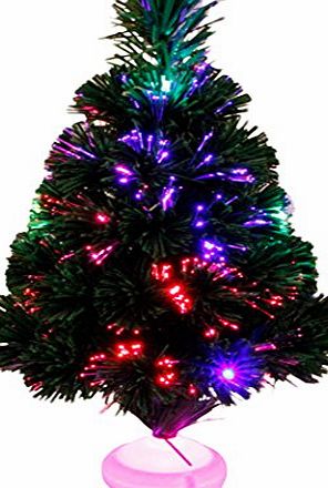 Outgeek Fiber Optics Christmas Tree Green Artificial Christmas Tree with Multicolor LED and Stand