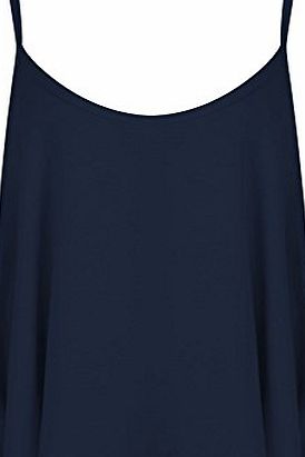 Outofgas Clothing. Womens Ladies Plain Plus Size Sleeveless Swing Vest Strap Cami Camisole Tank Top - NAVY - UK 16/18(L/XL) - (95 Polyester and 5 Elastane)