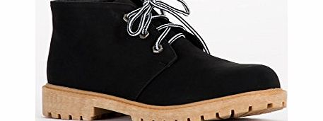 Outofgas Womens Ladies Casual Flat Suede Lace Up Desert Boots UK 3-8 UK 4 Black