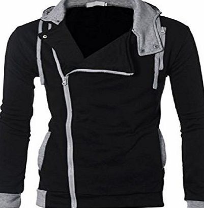 Overdose  Mens Hoodies Solid Hooded Zipper Cotton Blend Hoody Outwear Jacket