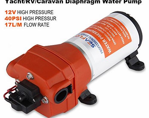 High Quality Automatic Marine Water Pump- 12V 17LPM 40PSI Self Priming Pressure pump Diaphragm Water Pump Support Run dry without Causing Damage Ideal for caravans,campers,water purifica