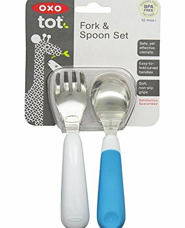 Oxo Tot  Fork and Spoon Set (Aqua)