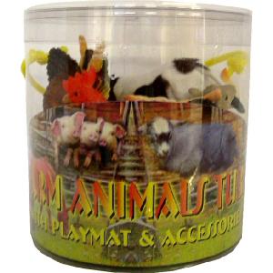 Tub Of Farm Animals With Playmat