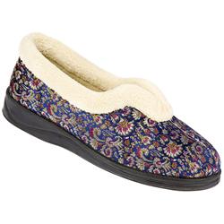 Padders Female Lorraine Textile Upper Textile Lining Comfort House Mules and Slippers in Blue Multi, Navy Red