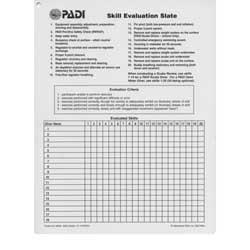 PADI Skills Evaluation Slate