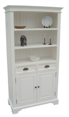 painted WHITE BOOKCASE 2DR 2DWR KRISTINA 75IN x