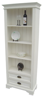 painted White Bookcase 75.25in x 30in 2 Drawer