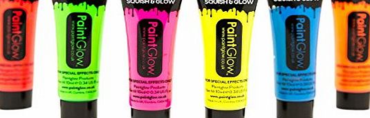 paintglow Paint Glow UV Neon Face and Body Paint 10 ml - Pack of 6