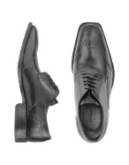 Pakerson Black Italian Leather Wingtip Oxford Shoes
