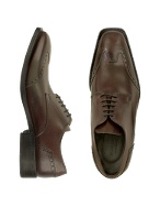 Dark Brown Italian Leather Wingtip Oxford Shoes