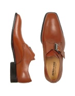 Handmade Brown Italian Genuine Leather Monk Strap Shoes