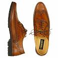 Men` Brown Italian Hand Made Leather Wingtip Oxford Shoes