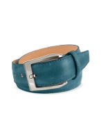 Pakerson Men` Petrol Blue Hand Painted Italian Leather Belt