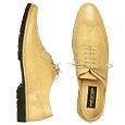 Men` Sand Italian Hand Made Leather Wingtip Oxford Shoes