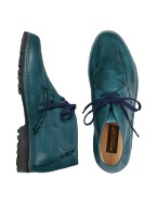 Petrol Blue Handmade Italian Leather Ankle Boots