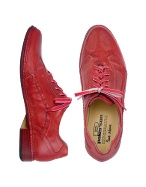 Pakerson Red Italian Handmade Leather Lace-up Shoes