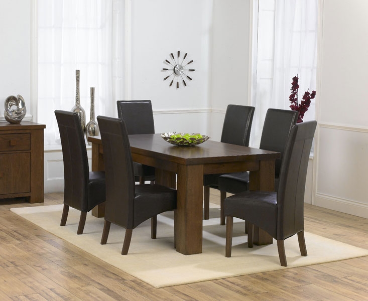 Palermo Dark Oak Dining Table 150cm and 6