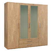 4 Door Wardrobe With Frosted Glass, Oak