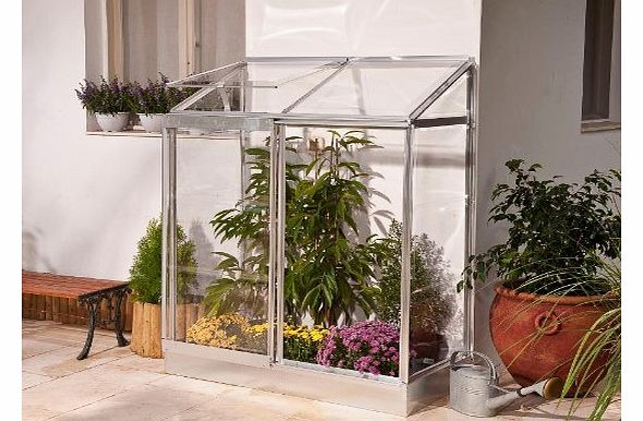 4 x 2ft Lean to Mini Greenhouse and Base - Silver