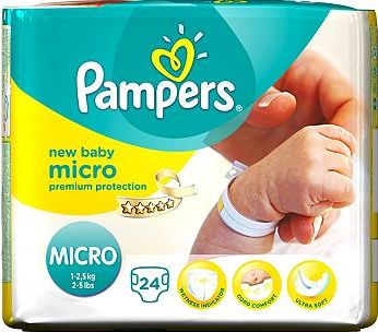 Pampers, 2041[^]10065518 Micro New Baby Nappies Size 0 Carry Pack