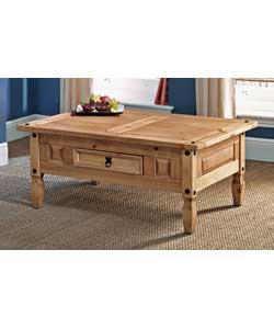 Panama Solid Pine Coffee Table with One Drawer