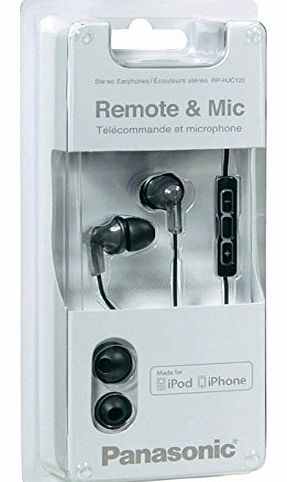 Panasonic Canal In-Ear Stereo Headphones with iPhone Control and mic - Black