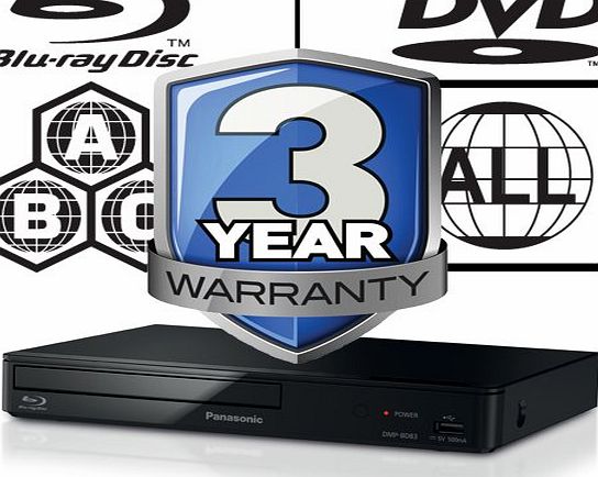 Panasonic DMP-BD84EB Smart ICOS Multi Region All Zone Code Free Blu-ray Player. Blu-ray regions A, B and C, DVD regions 1 - 8. YouTube, Netflix etc. HDMI output. HDD Playback. Matt Black Finish