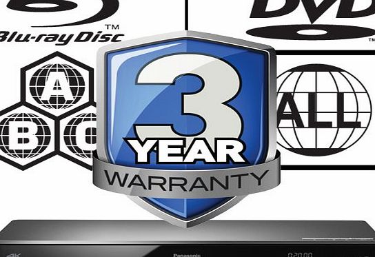 Panasonic DMP-BDT380EB Smart 3D 4K Upscaling WiFi ICOS Multi Region All Zone Code Free Blu-ray Player. Blu-ray regions A, B and C, DVD regions 1 - 8. YouTube, Netflix etc. HDMI output. HDD Playback.