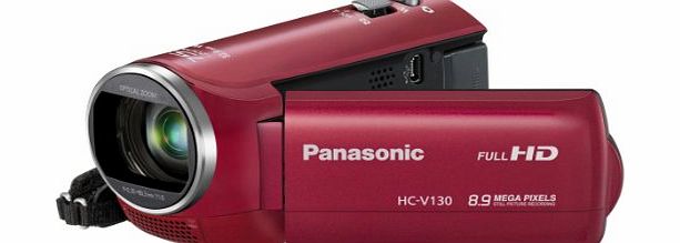 Panasonic HC-V130EB-R Full HD Camcorder - Red (8.9MP, 75x Intelligent Zoom) 2.7 inch LCD (New for 2014)