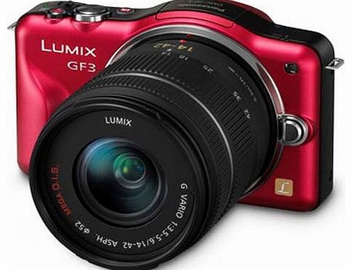 Panasonic Lumix DMC-GF3 12.1MP Compact System Camera Kit with 14-42mm Lumix G VARIO f/3.5-5.6 ASPH MEGA OIS Lens - Red