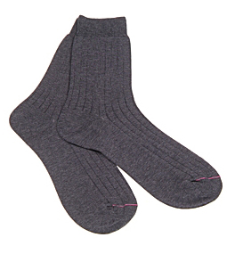 Dark Grey Cotton Ribbed Socks by
