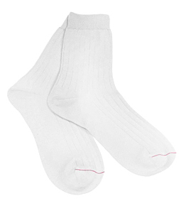 White Cotton Ribbed Socks by