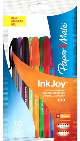 Paper Mate Inkjoy 100 Capped Ball Pen Medium Assorted Fun Colours - Bag of 10