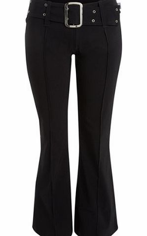 PaperMoon Ladies Black Buckle Stretch Womens Hipster Trousers Size 10 31``