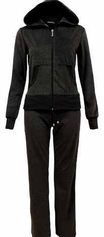 Paradis Couture  LADIES FULL SET ALL IN ONE VELOUR TRACKSUIT JOGGING HOODIE BOTTOMS BLACK 14