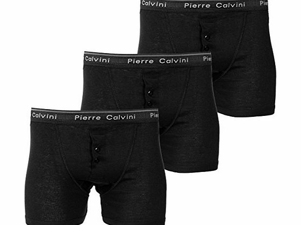 Paramount Ribbed Button Fly ( Pack of 3 ) Boxer Trunk Shorts - Black M