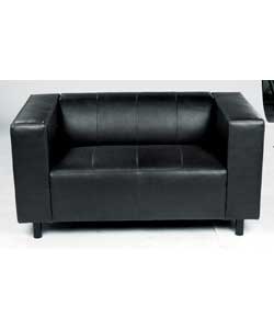 Compact Leather Sofa - Black