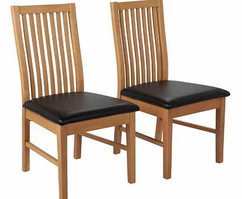 Pair of Black Oak Effect Dining Chairs
