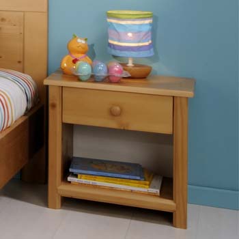 Harpen Solid Pine 1 Drawer Bedside Table - WHILE