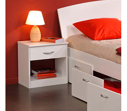 Mat Bedside Table in White