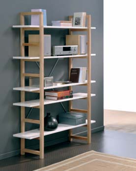 Parisot Meubles Viva 5 Shelf Bookcase in White Lacquer - WHILE
