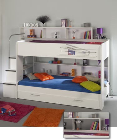 White BeBop Bunk Bed with Optional Trundle Bed